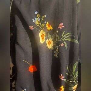 2X pull on Jules & Leopold navy pants with flowers and tie belt